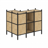 Loft Угловой внешний стеллаж наборный VR.L-51 Тиквуд светлый/Чёрный металл 862*1278*1047