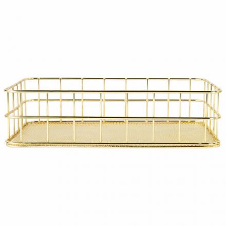 Органайзер-корзинка для косметики и мелочей металлическая MONTE VITA (МОНТЕ ВИТА), 242х162х63 мм, золото, 272481
