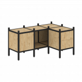 Loft Угловой внутренний стеллаж наборный VR.L-26 Тиквуд светлый/Чёрный металл 1278*862*636