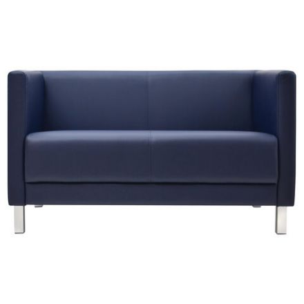 Диван мягкий двухместный "Атланта", "М-01", 1230х670х715 мм, c подлокотниками, экокожа, темно-синий