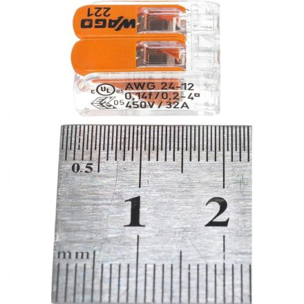 Клемма WAGO 221-412 (2Х4,0мм2 с рычажком) уп (100шт)