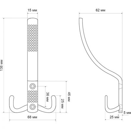 Вешалка настенная УЗК_Крючок трехрожковый СТАНДАРТ 212 A WW (15422)мат.бел Вешалка настенная УЗК_Крючок трехрожковый СТАНДАРТ 212 A WW (15422)мат.бел