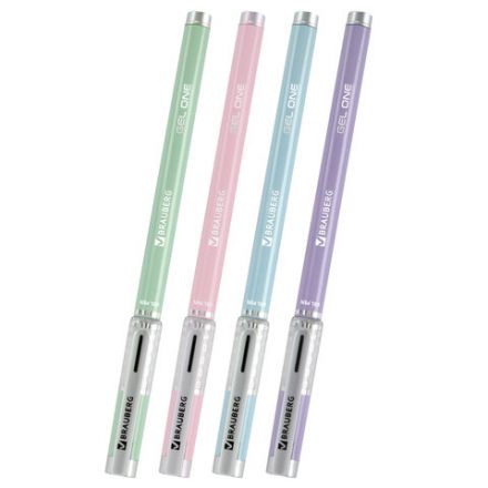 Ручка гелевая BRAUBERG "GEL ONE PASTEL", ЧЕРНАЯ, корпус ассорти, узел 0,5 мм, линия 0,35 мм, 144039