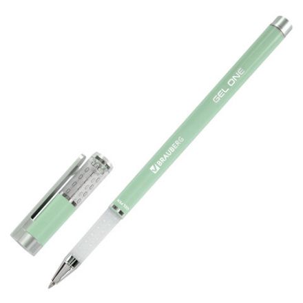 Ручка гелевая BRAUBERG "GEL ONE PASTEL", ЧЕРНАЯ, корпус ассорти, узел 0,5 мм, линия 0,35 мм, 144039
