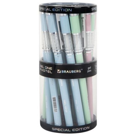 Ручка гелевая BRAUBERG "GEL ONE PASTEL", ЧЕРНАЯ, корпус ассорти, узел 0,5 мм, линия 0,35 мм, 144039