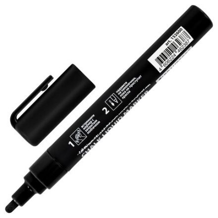 Маркер меловой CHALK LIQUID MARKER, ЧЕРНЫЙ, 3 мм, стираемый, BRAUBERG "CHALK", 152600