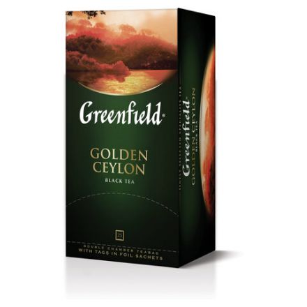 Чай GREENFIELD "Golden Ceylon" черный цейлонский, 25 пакетиков в конвертах по 2 г Чай GREENFIELD "Golden Ceylon" черный цейлонский, 25 пакетиков в конвертах по 2 г