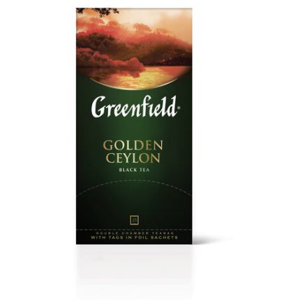 Чай GREENFIELD "Golden Ceylon" черный цейлонский, 25 пакетиков в конвертах по 2 г Чай GREENFIELD "Golden Ceylon" черный цейлонский, 25 пакетиков в конвертах по 2 г