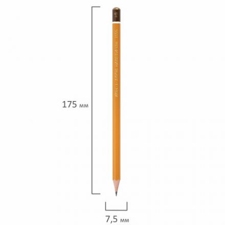 Карандаш чернографитный KOH-I-NOOR 1500, 1 шт., HB, корпус желтый, заточенный, 15000HB01170RU