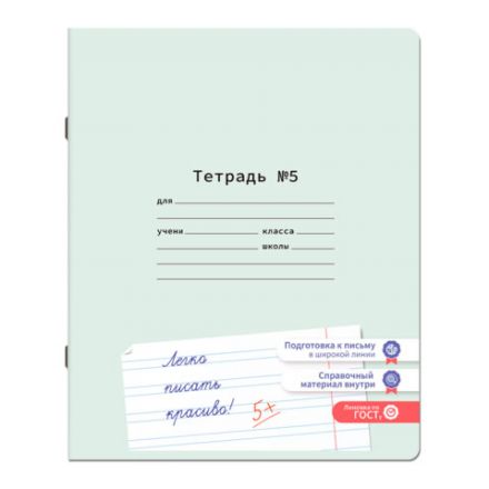 Тетрадь ПРОПИСЬ № 5 12 л. узкая линия, со справочным материалом, обложка картон, ЮНЛАНДИЯ, 404850