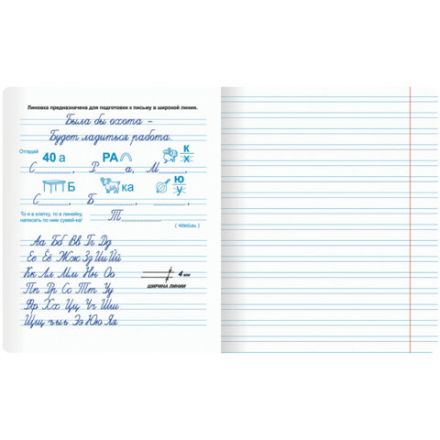 Тетрадь ПРОПИСЬ № 5 12 л. узкая линия, со справочным материалом, обложка картон, ЮНЛАНДИЯ, 404850
