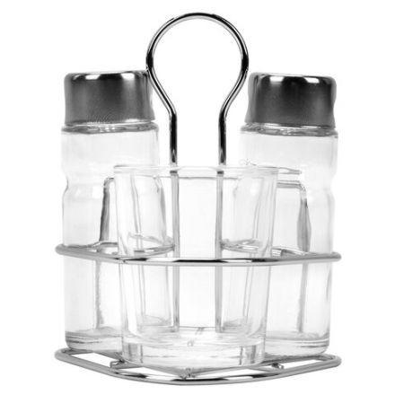 Набор для специй 2х50 мл, CLASSIC, салфетница + соль + перец + стакан под зубочистки, WEGLA (ВЕГЛА), 700236