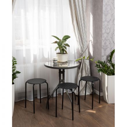 Табурет XPP_Береста с круглым сиденьем h45 черный