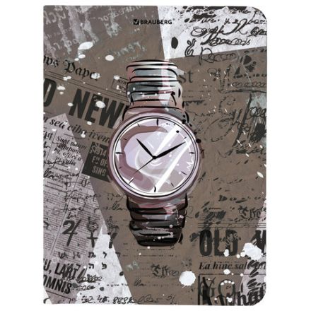 Блокнот с резинкой в клетку 96 л., МАЛЫЙ ФОРМАТ А6 (109х148 мм), твердая обложка, BRAUBERG, "Часы", 113737 Блокнот с резинкой в клетку 96 л., МАЛЫЙ ФОРМАТ А6 (109х148 мм), твердая обложка, BRAUBERG, "Часы", 113737