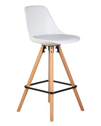 Стул полубарный DOBRIN RONNI, ножки светлый бук, белый (ZL-W-02)