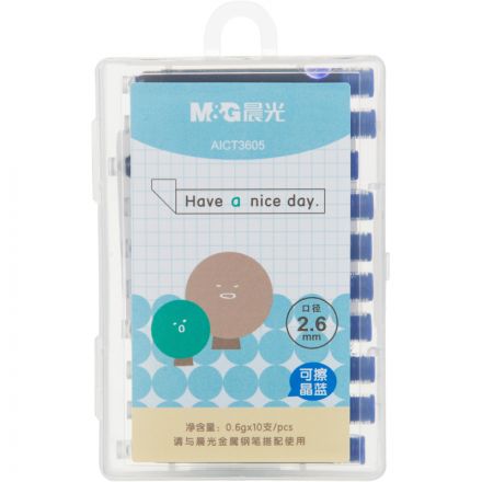 Картридж чернильный для перьевой ручки M&G синий 0,6г x 10шт/уп, пласт.кейс