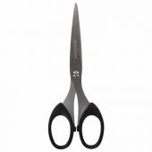 Ножницы BRAUBERG "Classic", 160 мм, черные, классической формы, 2-х сторонняя заточка, 230933