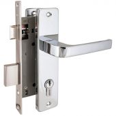 Замок врезной УЗК_Аллюр 126/1 CP сталь хром (с руч, д/дерев.двери/5кл)