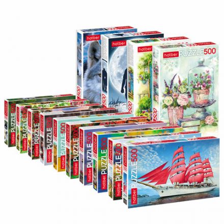 Пазл картонный 500 элементов АССОРТИ, 470х330мм, РК