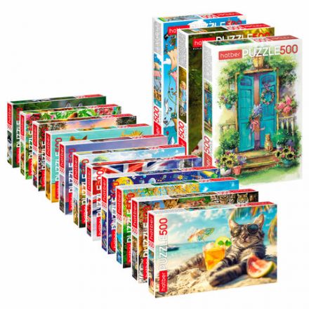 Пазл картонный 500 элементов АССОРТИ, 470х330мм, РК