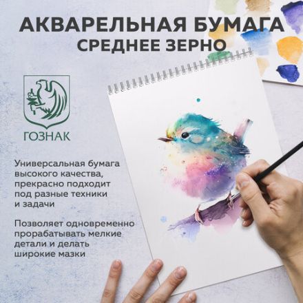 Папка для акварели БОЛЬШАЯ А3, 30 л., "СТАРЫЙ ТРАМВАЙ", зерно, 200 г/м2, ГОЗНАК, BRAUBERG ART CLASSIC, 112324