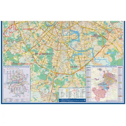 Настенная карта Москва современная с каждым домом 1:34тыс.,1,58х1,18м.