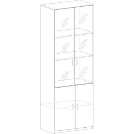 Шкаф SP Бюджет   со стекл. 2553 (651,879,655,670) д.ш.св./сер