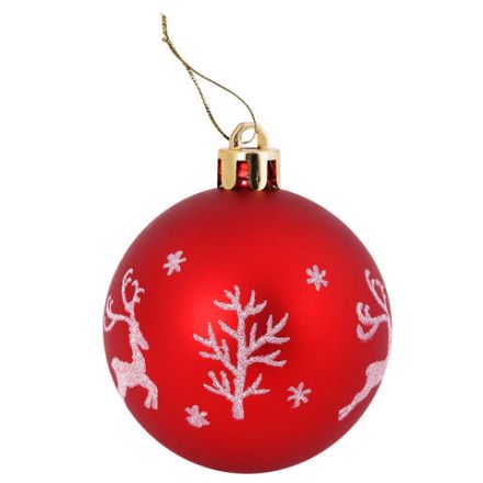 Шары ёлочные 16 шт., 6 см, "Русская Зима", пластик, цвет: красный/белый, ЗОЛОТАЯ СКАЗКА, 591984