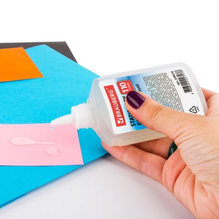 Клей канцелярский силикатный BRAUBERG "Standard" (для бумаги, картона) 110 г, 228416