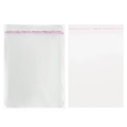 Пакет БОПП с клеевым клапаном, КОМПЛЕКТ 100 шт., 20х25+4 см, толщина 30 мкм, с усиленным швом