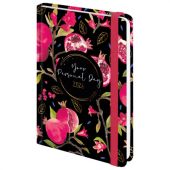 Ежедневник датированный 2026 с резинкой 145х203 мм, А5, BRAUBERG, твердый, фольга, "Гранаты", 117333