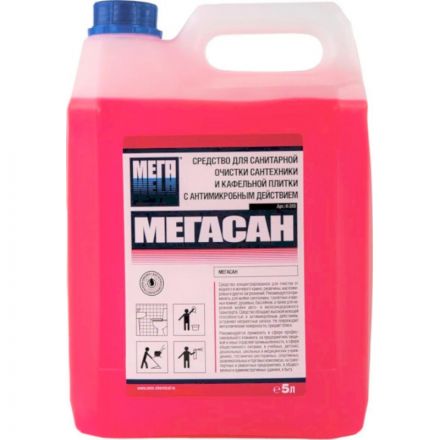 Средство для очистки и дезинфекции сантехники и кафельной плитки Мегасан 5 л (концентрат) Средство для очистки и дезинфекции сантехники и кафельной плитки Мегасан 5 л (концентрат)