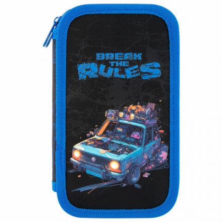 Пенал ЮНЛАНДИЯ, 2 отделения, картон с эффектом soft-touch, 19х11 см, "Rule breaker", 273498