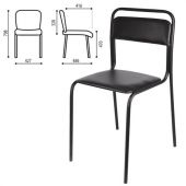 Стул для посетителей СМ 7/7-02, черный каркас, кожзаменитель черный, К-01, СМ 7/7-02 К-01