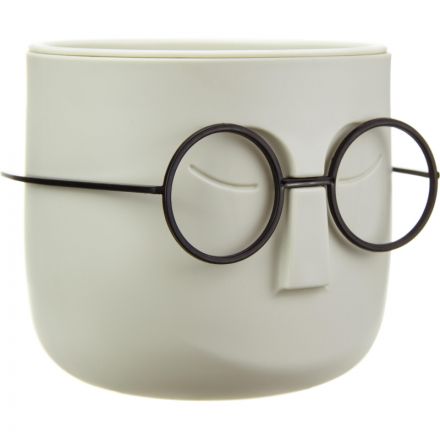 Кашпо СТИВ  D115мм 0,65л со вставкой, белый ротанг, М 3079