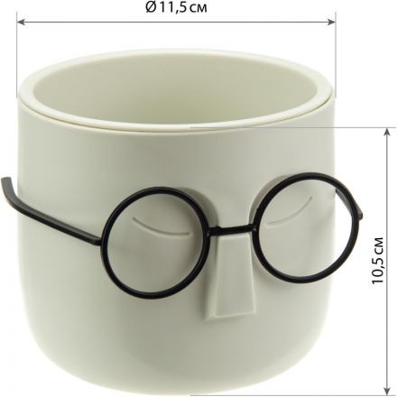 Кашпо СТИВ  D115мм 0,65л со вставкой, белый ротанг, М 3079