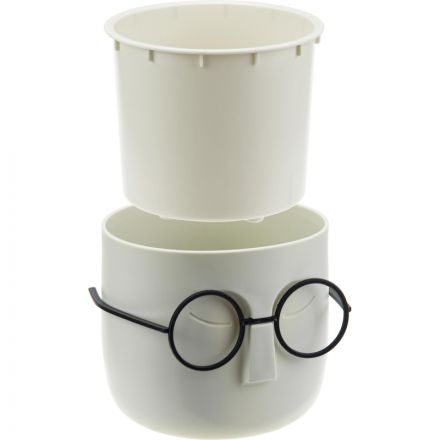 Кашпо СТИВ  D115мм 0,65л со вставкой, белый ротанг, М 3079