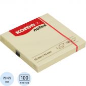 Стикеры Kores 75x75 мм пастельные желтые (1 блок, 100 листов)