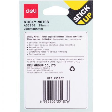 Стикеры с клеевым краем Deli 75x84 мм,25 листов, цвет и форма в асс-те  