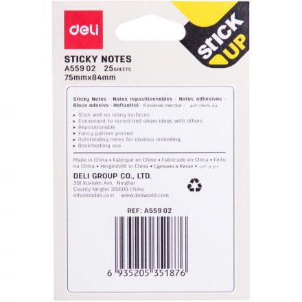 Стикеры с клеевым краем Deli 75x84 мм,25 листов, цвет и форма в асс-те  