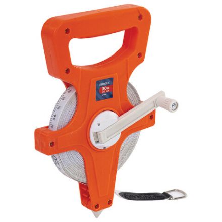 Рулетка геодезическая 30 м х 13 мм, лента фибергласс, открытый корпус, RABBITEX (РАББИТЕКС), 671367