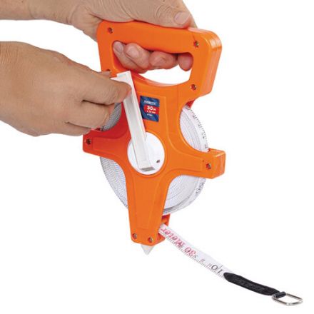 Рулетка геодезическая 30 м х 13 мм, лента фибергласс, открытый корпус, RABBITEX (РАББИТЕКС), 671367