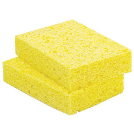 Губки для посуды 95х65х20 мм, ЦЕЛЛЮЛОЗНЫЕ, КОМПЛЕКТ 2 штуки, желтые, LAIMA, 700255