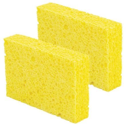 Губки для посуды 95х65х20 мм, ЦЕЛЛЮЛОЗНЫЕ, КОМПЛЕКТ 2 штуки, желтые, LAIMA, 700255