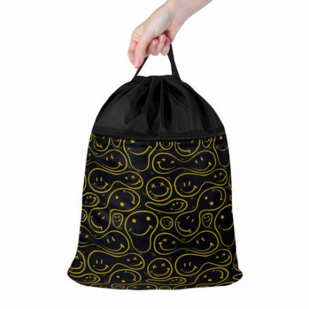 Мешок для обуви BRAUBERG БОЛЬШОЙ, с ручкой, карман на молнии, сетка, 49х41 см, "Smiles", 272403