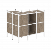 Loft Угловой внешний стеллаж наборный VR.L-51 Тиквуд тёмный/Белый металл 862*1278*1047