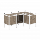 Loft Угловой внутренний стеллаж наборный VR.L-26 Тиквуд тёмный/Белый металл 1278*862*636