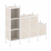 Loft Прямой стеллаж наборный VR.L-17 Денвер светлый/Белый металл 1278*446*1458