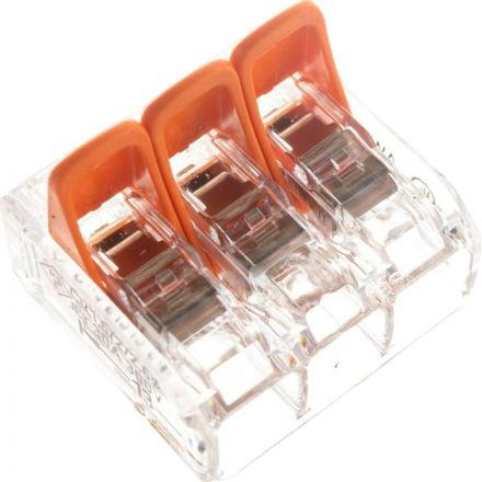 Клемма WAGO 221-613 3-проводная с рычагом (30 штук в упаковке)