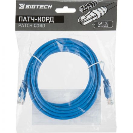 Патч-корд BigTech OPCC016 UTP CCA кат.5e/3м/литой/многожильный (синий)